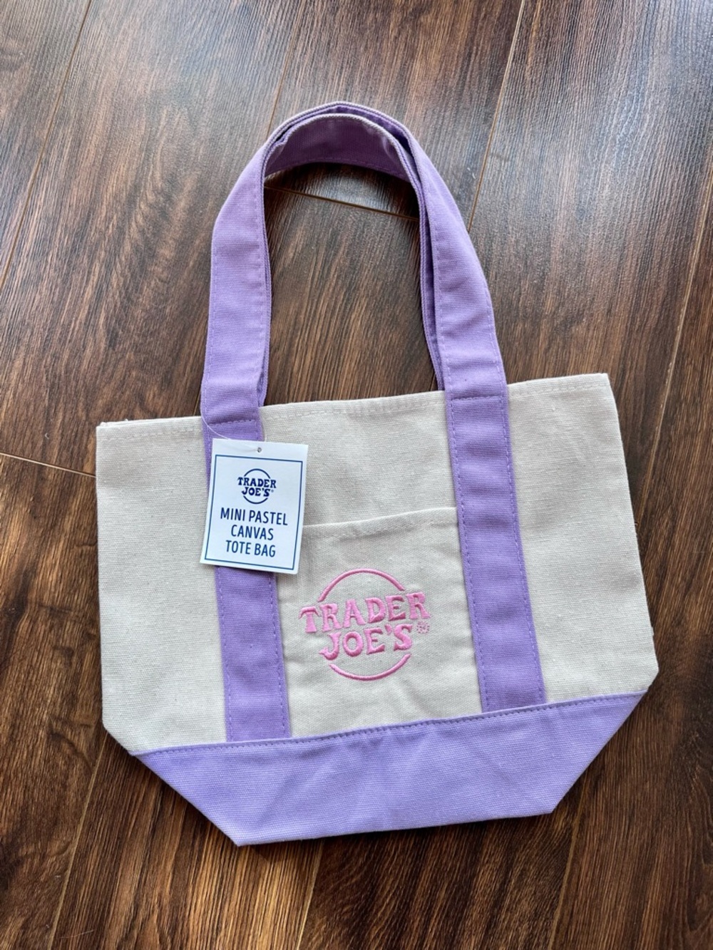 Trader Joe’s Mini Pastel Canvas Tote Bag, Lavender and Pink